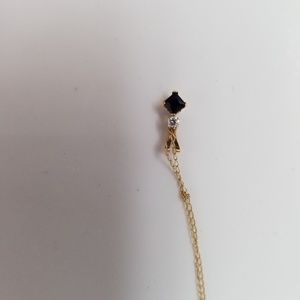 10kt gold sapphire and cz stamped